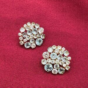 Nadri Light Blue & Clear Faceted Crystal Cluster Post Earrings